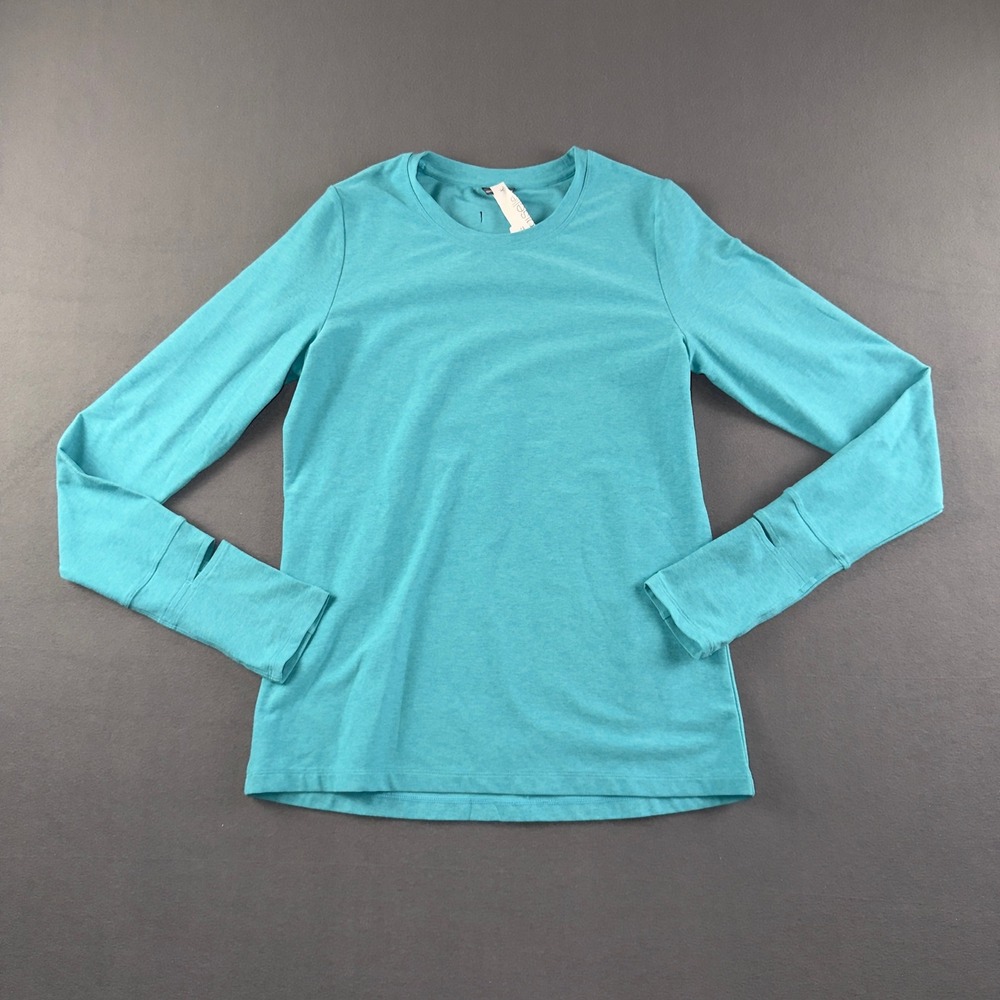 Oiselle Womens Teal Heather Long Sleeve Running Top Thumbholes Size 6